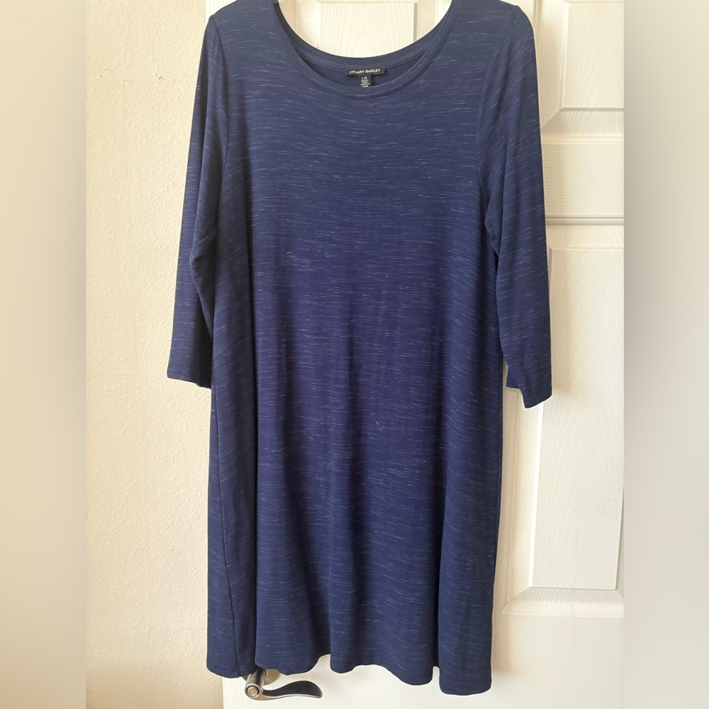 Hilary Radley Blue Space Dye 3/4 Sleeve Dress